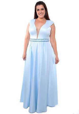 vestido plus size azul