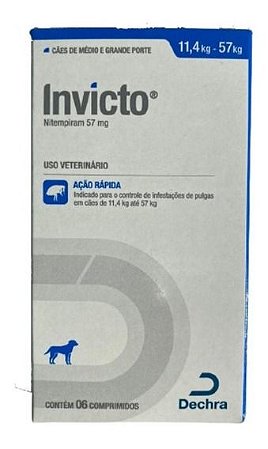 Invicto 57mg 6 Comprimidos - Antipulgas Para Cães E Gatos