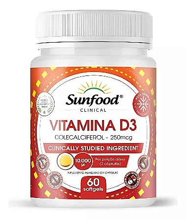 Vitamina D3 10.000 UI - 60 Cápsulas - Sunfood