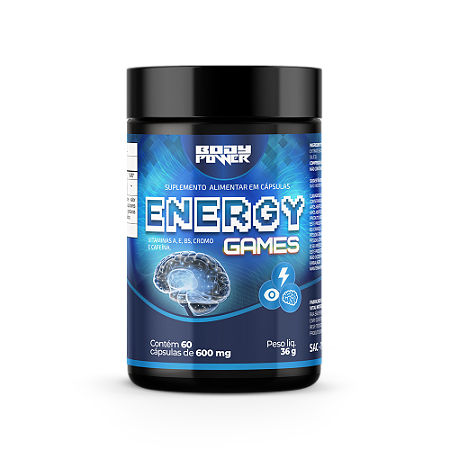 Energy Games - Suplemento Energético 60 Cápsulas | Body Power | Rico em Vitaminas A, E, C, Cromo e Ácido Pantotênico