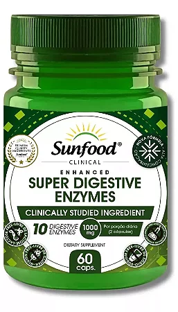 Super Digestive Enzymes - 60 Cápsulas - Enzimas Digestivas Sunfood
