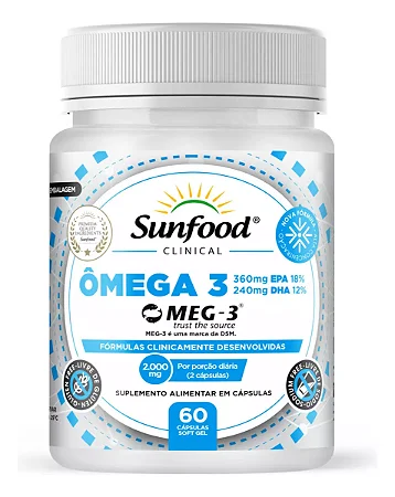 Ômega 3 2000mg EPA DHA - 60 Cápsulas Softgels Sunfood