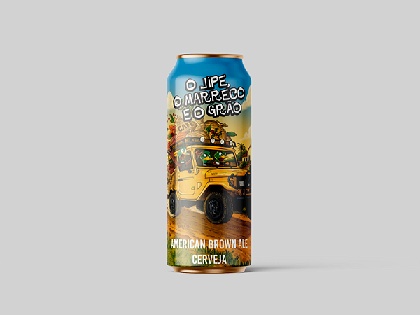 CERVEJA O JIPE, O MARRECO E O GRÃO - AMERICAN BROWN ALE COLAB INDIGO BREW CO  RJ - LATA 473ml
