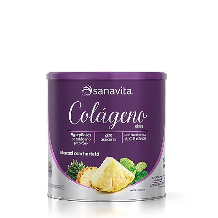 Colágeno Hidrolisado Skin Abacaxi com Hortelã Sanavita 300g