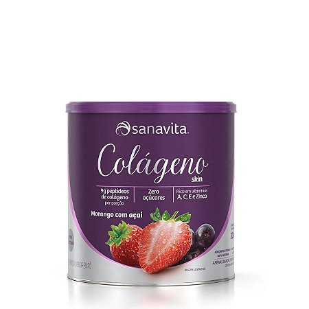 Colágeno Hidrolisado Skin Morango com Açaí Sanavita 300g