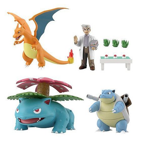Pokemon Scale World Kanto Region Professor Oak, Charizard, Blastoise & Venusaur Set of 4 Figures