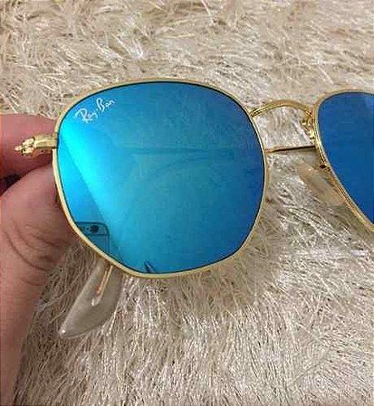 Ray ban Hexagonal Azul Espelhado Replica Primeira Linha - Fornecedores de  Óculos de Sol