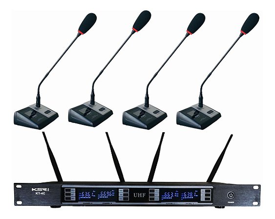 Microfone Sem Fio Quadruplo KSR pro kt4c Goosenck Digital 40 canais