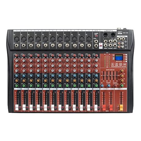 MESA DE SOM 12 CANAIS MX-12TEQ 16 EFEITOS PHANTOM EQ 7 BANDAS