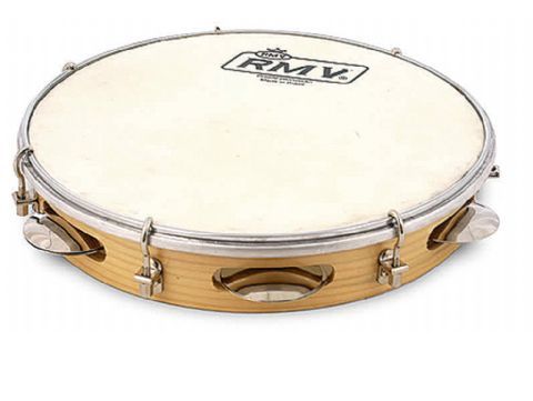 PANDEIRO 10" PELE DE COURO CORPO MADEIRA RMV PPA0182 PROF.