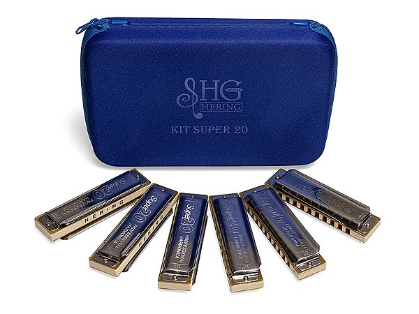 GAITA DE BOCA  KIT SUPER 20 COM 6 GAITAS HERING CASE LUXO