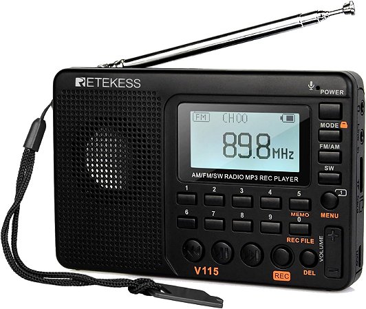 RADIO PORTÁTIL DIGITAL RETEKESS V115 DESPERTADOR