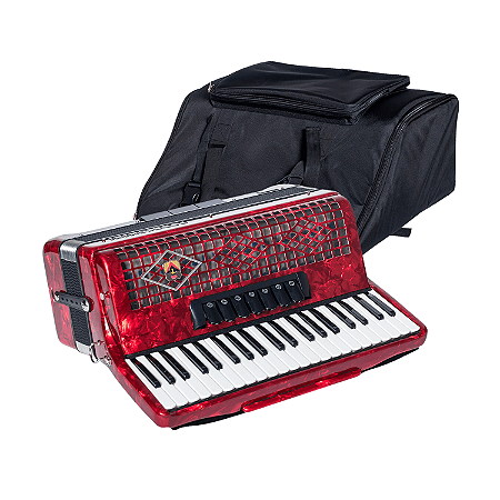 ACORDEON TODESCHINI 120 BAIXOS 41 TECLAS E VERMELHO COM BAG YW827