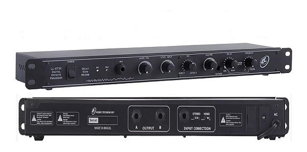 PROCESSADOR DE EFEITOS DE VOZ LLEF3X ECHO DELAY REVERB BIVOL