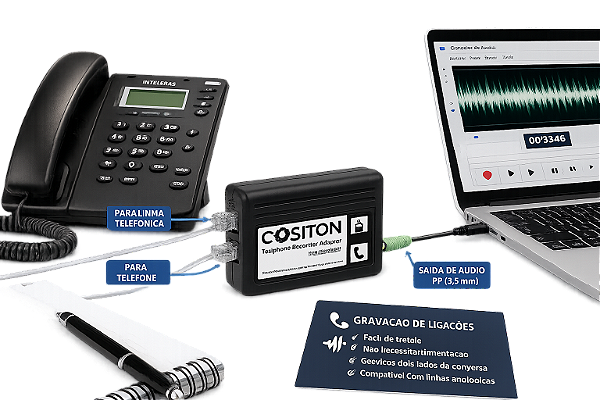 GRAVADOR DE LIGAÇÕES TELEFONICAS COSITON RECORDER ANALÓGICO