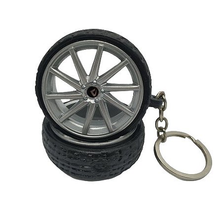 Chaveiro de Roda Miniatura Vossen com Pneu de Borracha