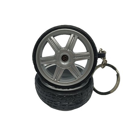Chaveiro de Roda Miniatura Gol Rallye Pimentinha com Pneu de Borracha