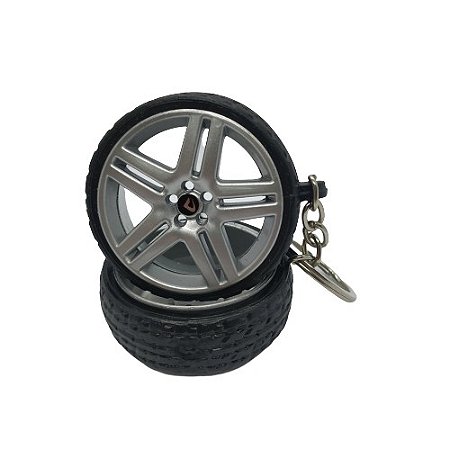 Chaveiro de Roda Miniatura Long Beach com Pneu de Borracha