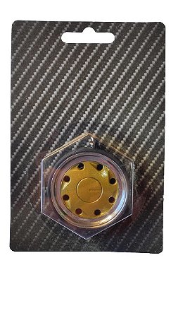 Chaveiro de Roda Miniatura Pingo Dágua Dourado com Pneu de Borracha