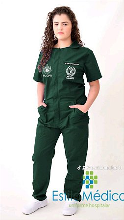 MACACÃO DE CAMPO  PERSONALIZADO, NOME E LOGO VET  E  LOGO DA ,UNIVERSIDADE  PUC   TECIDO LEVE, GABARDINE PREMIUM.