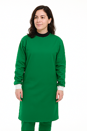 Capote Avental Cirúrgicocom Punho Branco – Tecido Algodão | Uniforme Médico Hospitalar Aberto nas Costas