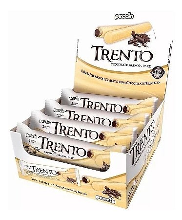Chocolate com Wafer Trento Duo Chocolate Branco & Dark Peccin com 16 unidades