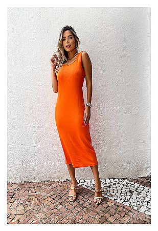 Vestido midi laranja