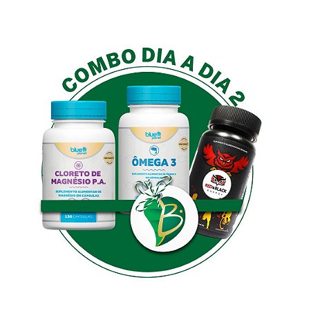 COMBO DIA A DIA 2 - CLORETO DE MAGNÉSIO P.A. + ÔMEGA 3 + RED&BLACK ENERGY