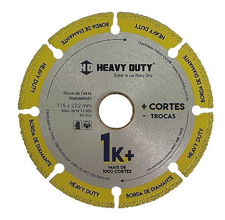 Disco de Corte Diamantado 1K+ 115X22 - HEAVY DUTY (PRODUTO ORIGINAL)
