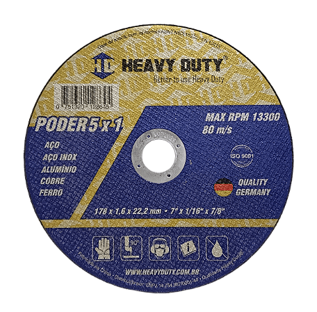 Disco de Corte Heavy Duty Poder 5x1 178x1,6x22,2mm (PRODUTO IMPORTADO)
