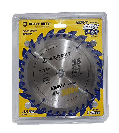 Disco de Corte para madeira Heavy Duty para Serra Circular 7-1/4" - 184mm (PRODUTO IMPORTADO)