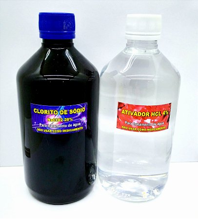 Clorito de Sodio 28%  500 ml + Ativador HCL 4%  500 Ml