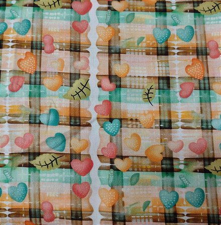 Tecido Tricoline DIGITAL Coração Caipira 0,50cm x 1,50cm