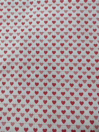 Tecido Tricoline DIGITAL Coração 0,50cm x 1,50cm