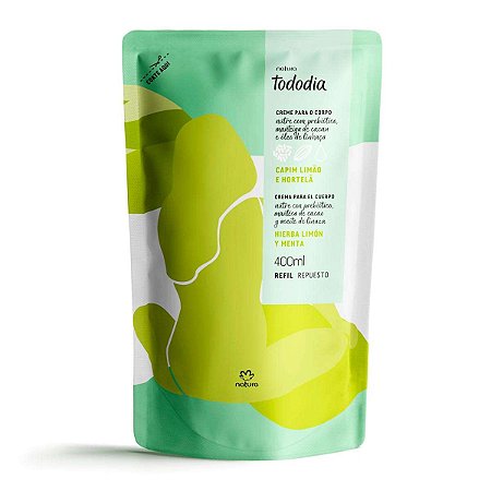 REFIL CREME HIDRATANTE TODODIA CAPIM LIMÃO E HORTELÃ - 400ML