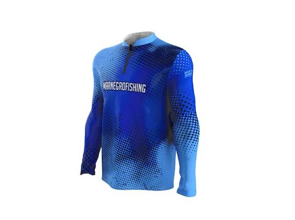 Camiseta Camisa Pesca Proteção Uv50 Mar Negro - Azul Clean P