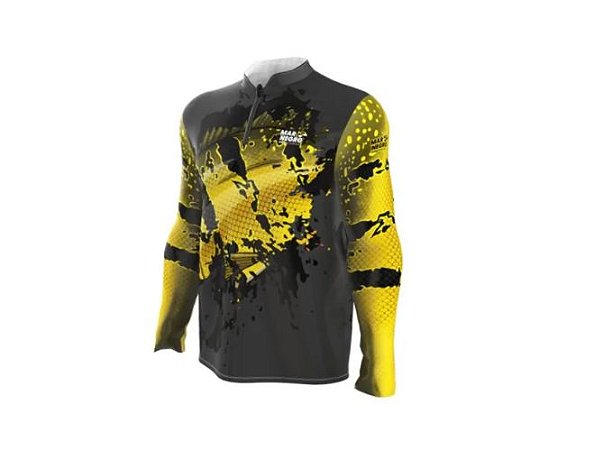 Camiseta Camisa Pesca Proteção Uv50 Mar Negro - Tucunaré Amarelo M