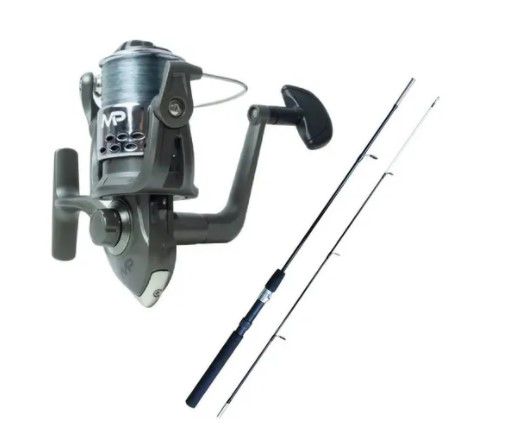 KIT PESCA MOLINETE ALBATROZ MP 30 FUME C/ LINHA +  VARA ALBATROZ KARA BLACK 1501 DIADOSPAIS