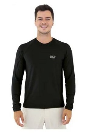 CAMISETA DE PESCA MAR NEGRO SLIM POLIAMIDA PRETO P