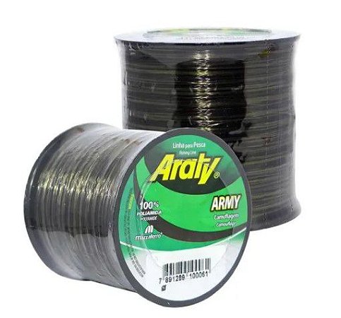 LINHA ARATY ARMY 1/4 LB 0.45 BICOLOR PRETO E VERDE 574 MTS