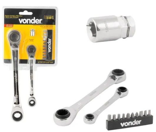 CHAVE ESTRELA/BITS JG 8 A 19MM CATRACA 13PC VONDER