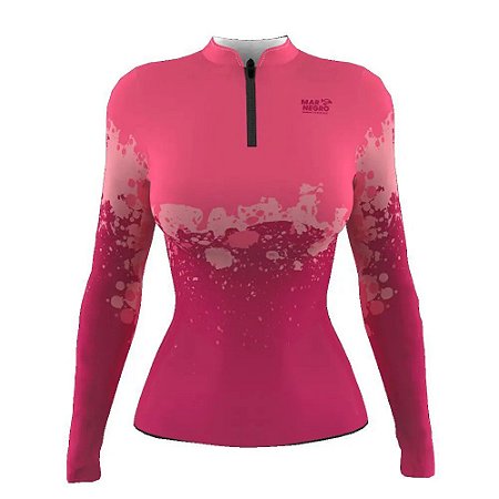 CAMISETA DE PESCA MAR NEGRO FEMININO CLEAN ROSA G1