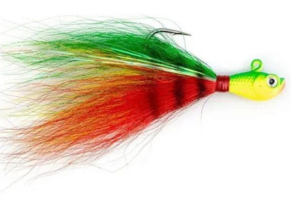 ISCA ARTIFICIAL PRO-TSURI JIG BUCKTAIL SIMPLES C/CHLA JBS15CH RD C/ ANZOL 4/0 15G VERMELHO E VERDE