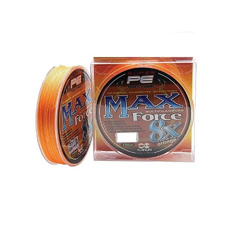 LINHA PESCA MULTIFILAMENTO PE MAX 8X 150M 0,20MM 24LBS - LARANJA