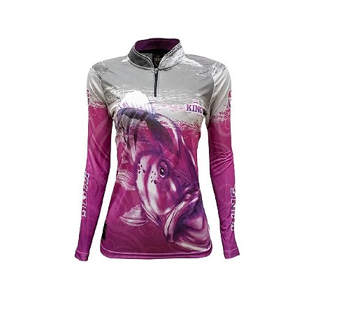 Camisa Camiseta Pesca King Proteção Uv50 Feminina Kff654