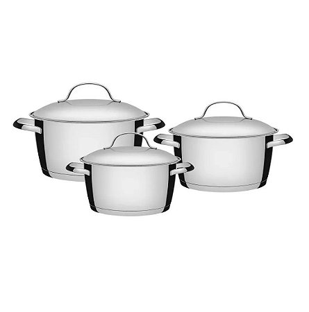 Conjunto Panelas Aço Inox 3 Peças Allegra - Tramontina.