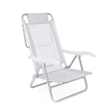 Cadeira Alumínio Reclinável Piscina 6 Posições Praia - Mor - Branca