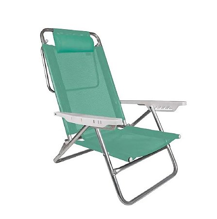 Cadeira Alumínio Reclinável Piscina 6 Posições Praia - Mor - Verde