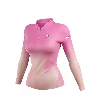 Camiseta Pesca Uv50 Mar Negro Feminina Premium Rosa Clear - Rosa