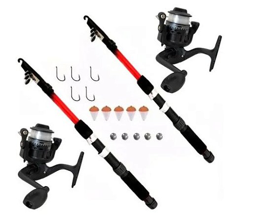 Kit Pesca Completo 2 Molinetes 2 Varas 200m Linha